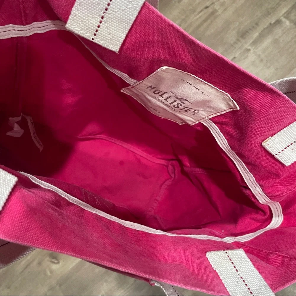 Vintage Hollister Pink Canvas Tote Book School Bag Vtg Y2K